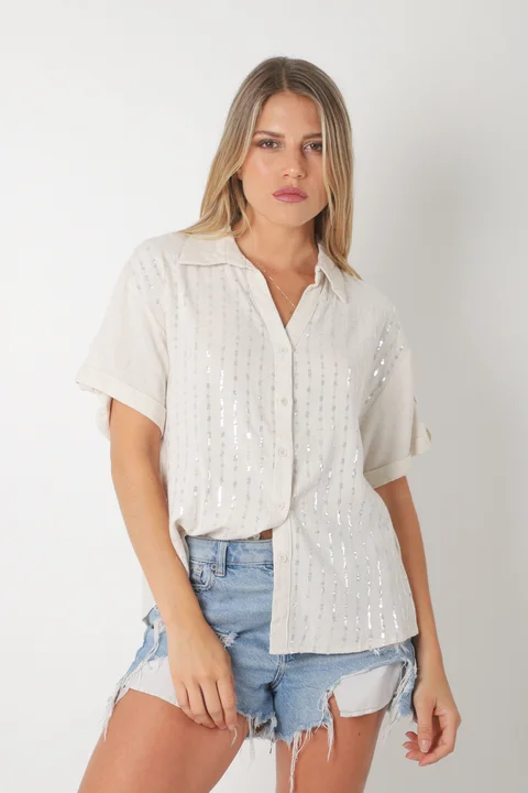 Camisa MILLIE de lino c/ Lentejuelas GU0530