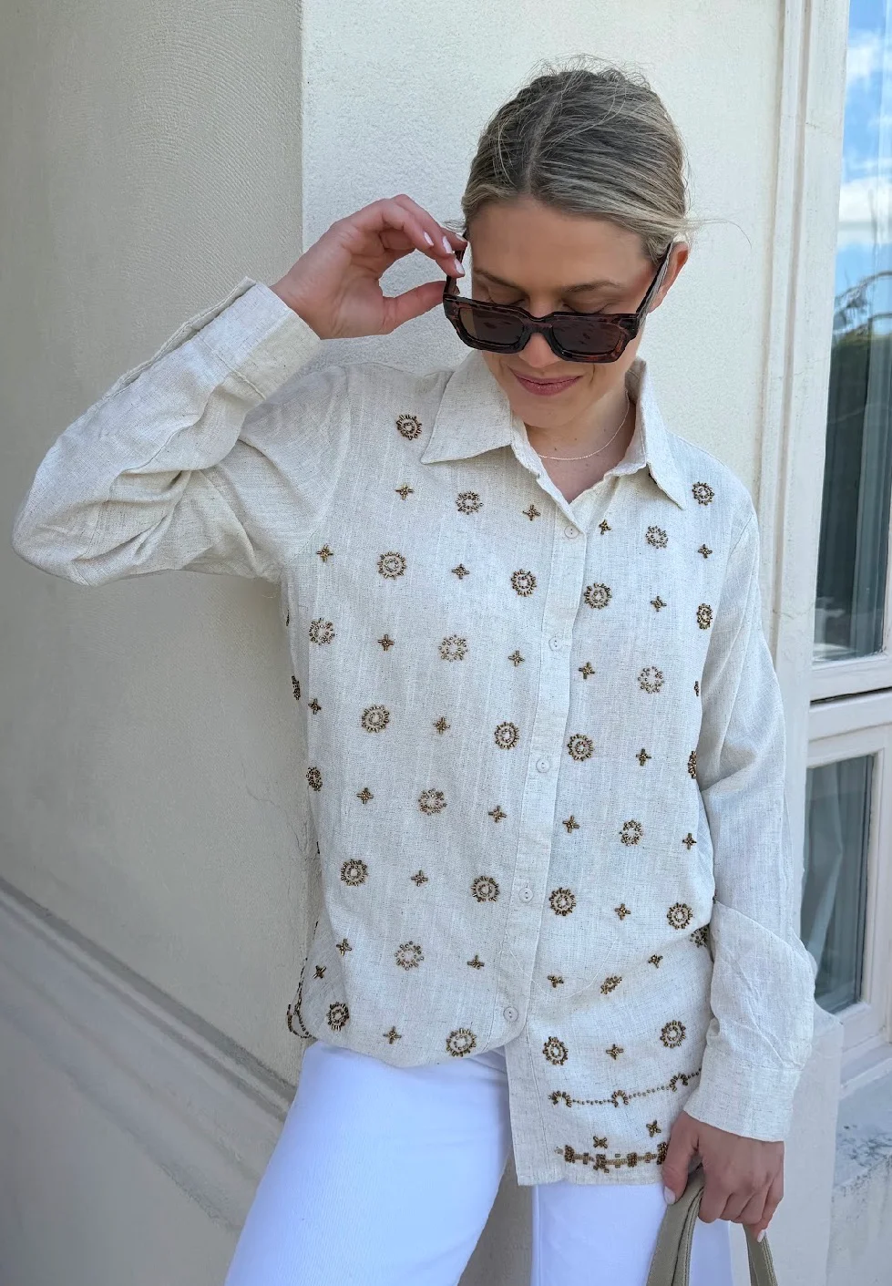 Camisa PUIGARI Lino Bordada GU70238