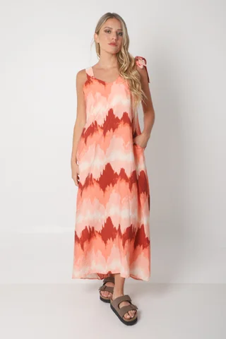 Vestido NISSI BATIK AMPLIO de creppe c/ Tiras y Bolsillos - Vista 5