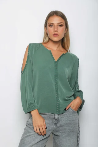 Blusa GAMBER SATEN C/ Hombro Descubierto y Tachas GU0341 - Vista 5