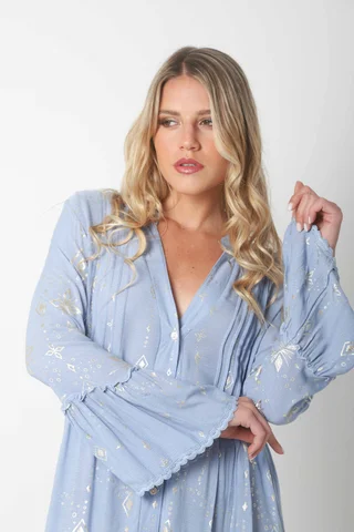 Vestido CINDERELA POPLIN ESTAMPADO  c/ recortes y volados GU4669 - Vista 6