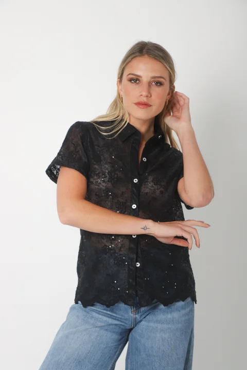 Camisa NARA c/ Lentejuelas Bordada GU5169