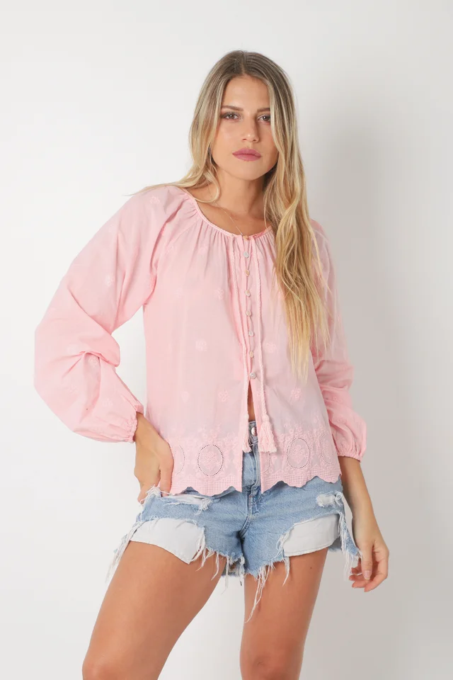 Blusa RONNEY Bordada Con Tiras GU70122