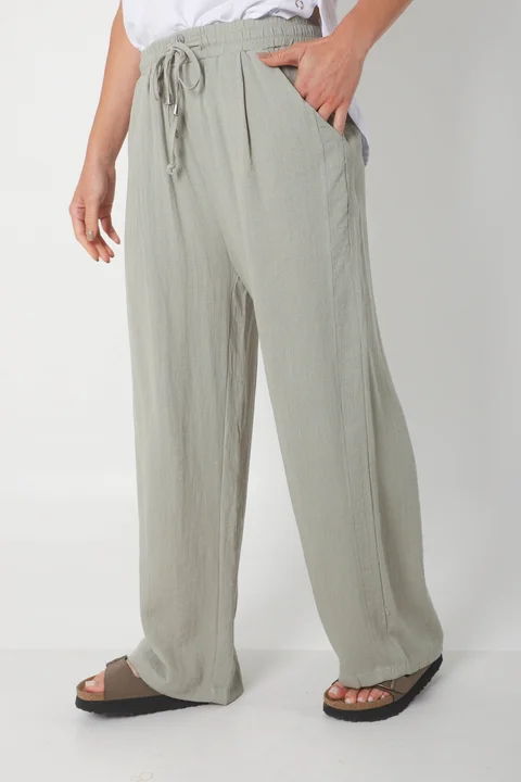 Pantalón MARE de Lino con  Tiras Bolsillos GU0332