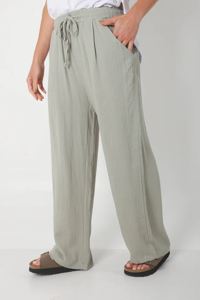 Pantalón MARE de Lino con  Tiras Bolsillos GU0332