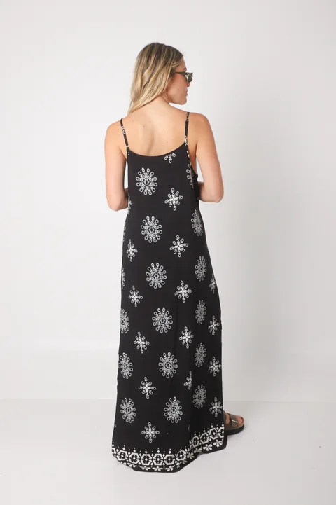 Vestido ASTURIAS de lino estampado GUK70142-8