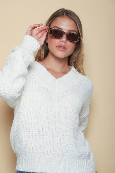 Sweater Kiria Escote V Tejido Grueso GU81330