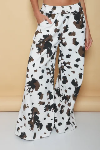 Pantalon Vaca Ancho de Gabardina con Bolsillos - Vista 4