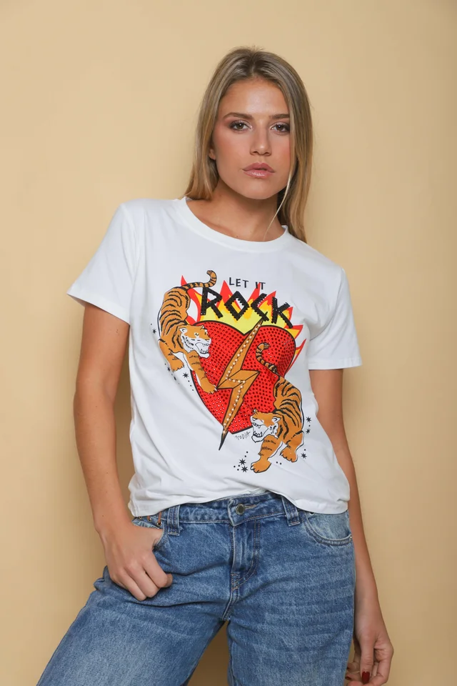 Remera Corazon Tigre y ROCK Jersey