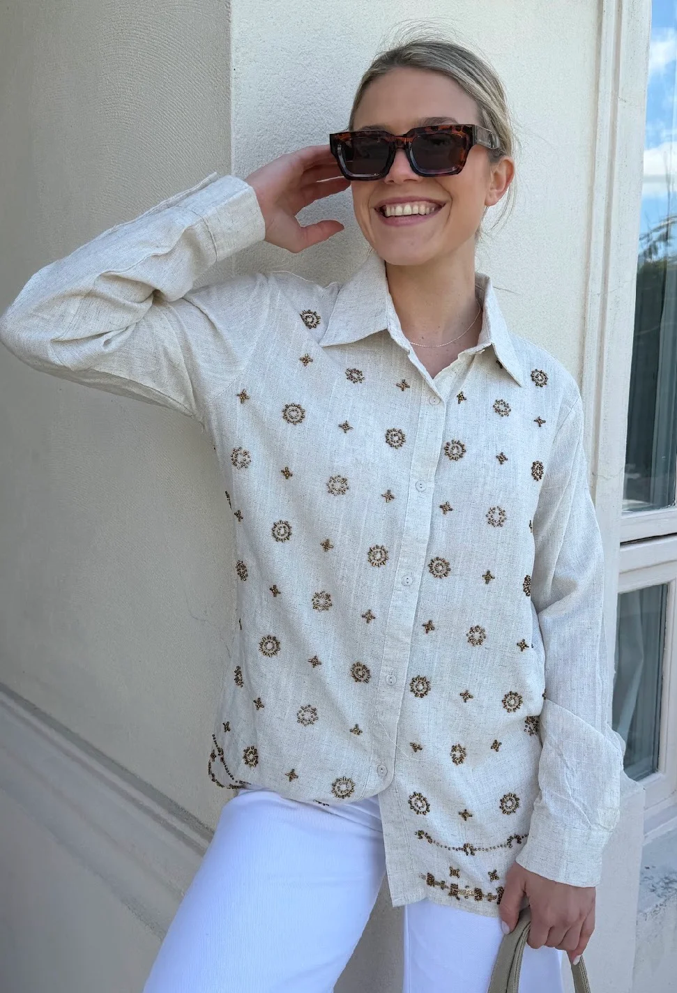 Camisa PUIGARI Lino Bordada GU70238