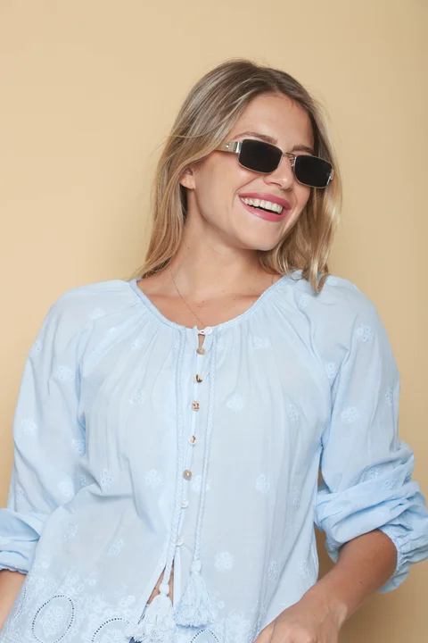 Blusa RONNEY Bordada Con Tiras GU70122