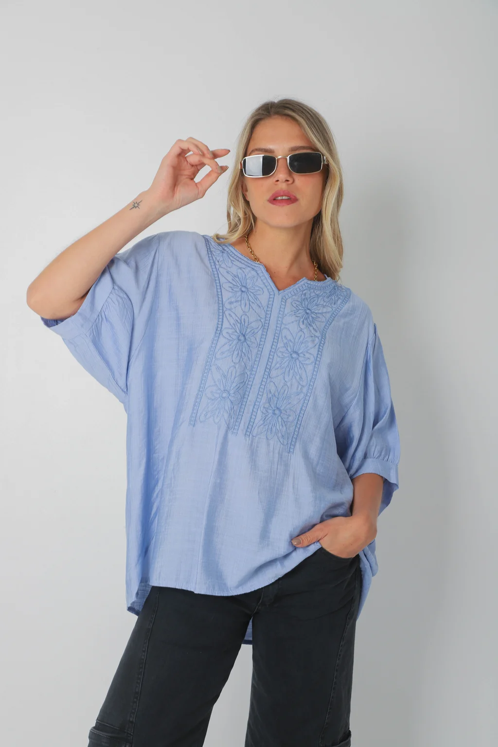 Blusa GANHA de Lino c/Bordado GU0326