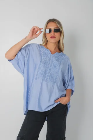 Blusa GANHA de Lino c/Bordado GU0326 - Vista 1