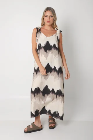 Vestido NISSI BATIK AMPLIO de creppe c/ Tiras y Bolsillos - Vista 2