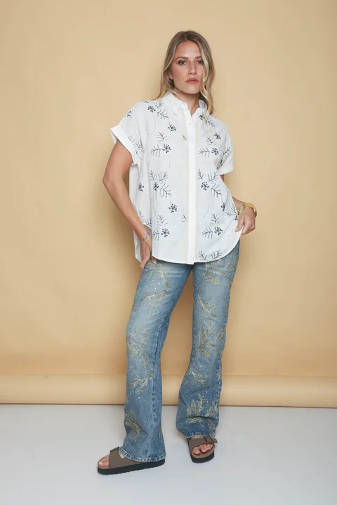 Camisa RANIERI Bordada Manga Corta GU0531