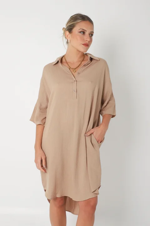 Vestido KAISER de Lino c/ Botones GU0333