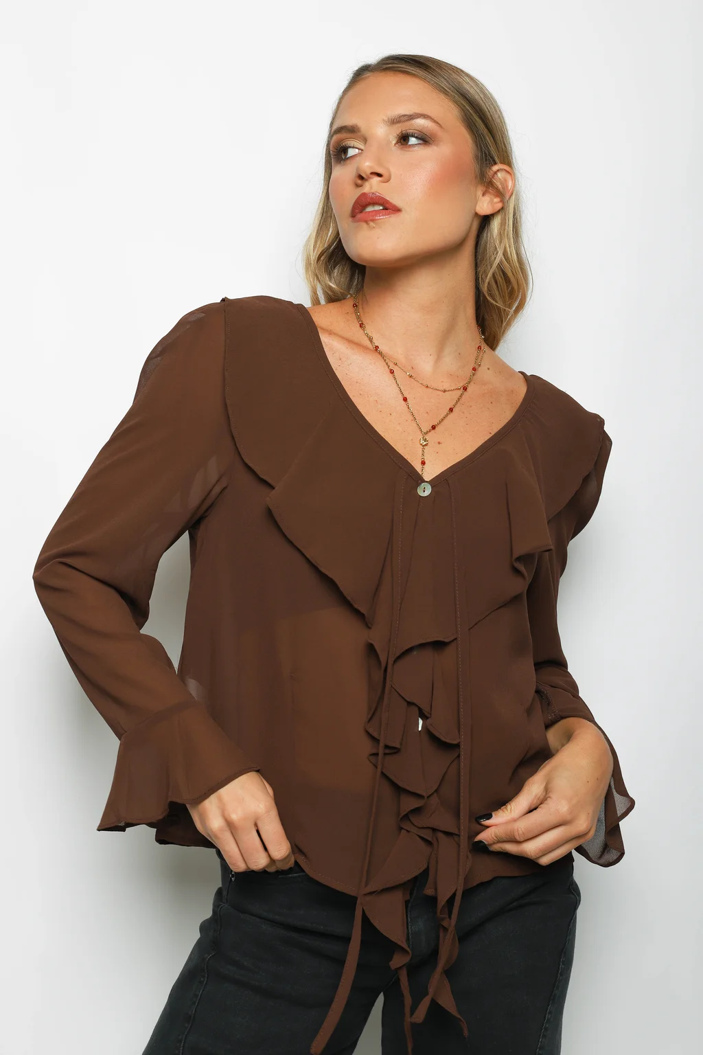 Blusa TITA Gasa c/Volados GUV60