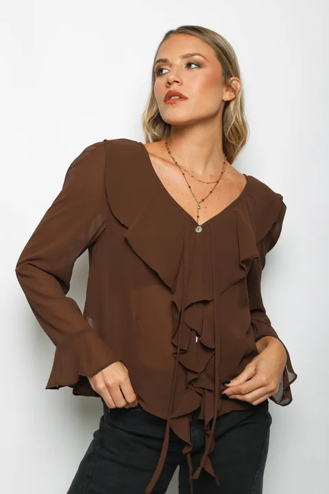 Blusa TITA Gasa c/Volados GUV60