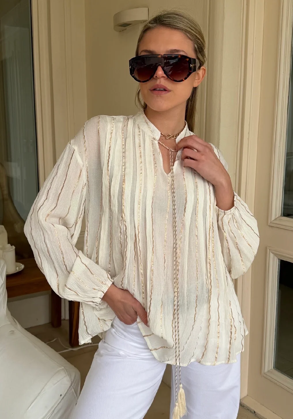 Blusa FARAH Rayada Lurex GU6216