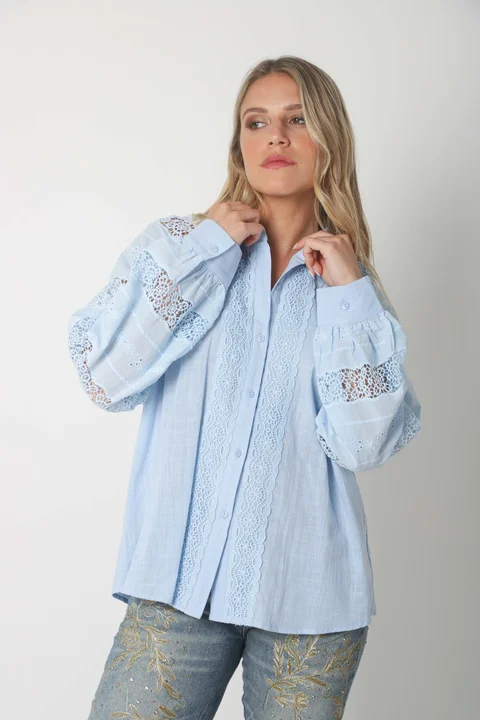 Camisa LAFINUR Lino y Broderie GUL70183