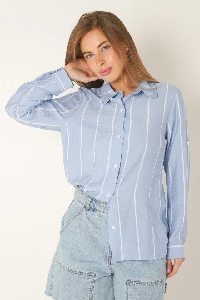 Camisa Freda Crepe Raya Intercalada