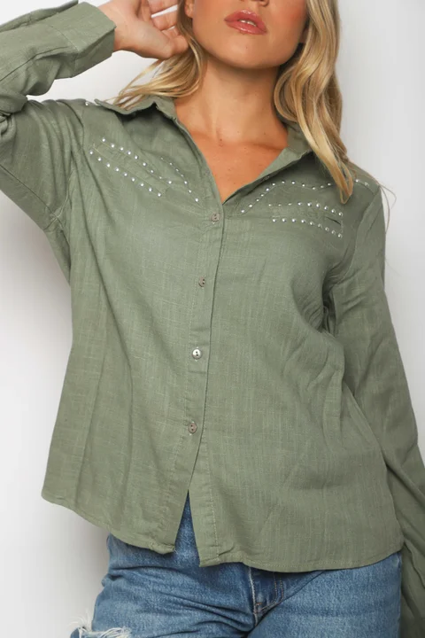 Camisa BANGKOK Lino c/tachas GUP33011