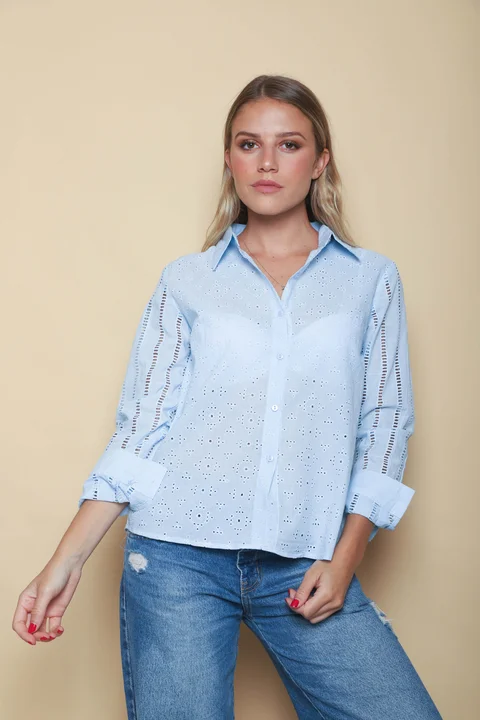 Camisa MERIDA Broderie Mangas Caladas GUK4108