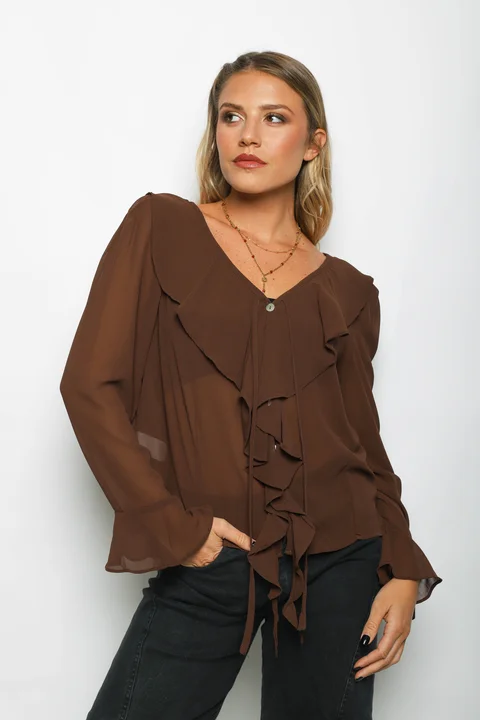 Blusa TITA Gasa c/Volados GUV60
