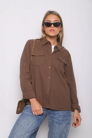  Camisa WANSEL Gabardina Bordada GU70284 - Vista 5