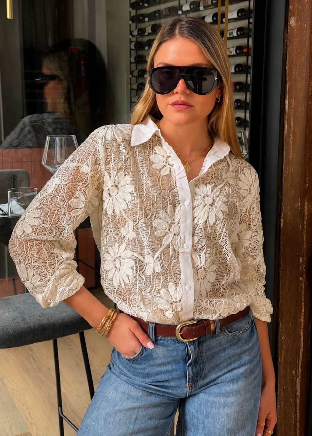 Camisa DARLIN Con Encaje y Bordado GUK70283