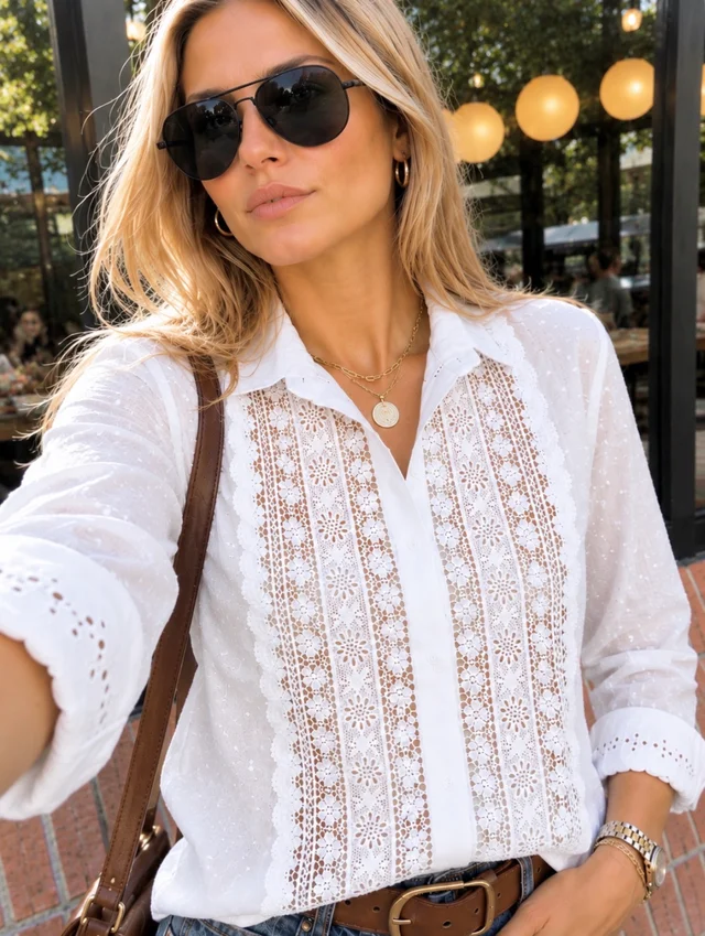 Camisa PLUMETI con Flores Caladas GUK4112