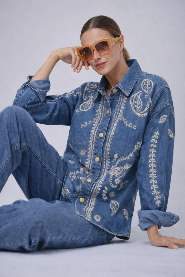 Camisaco AMPLIO GLAM Jean Bordado GU0566