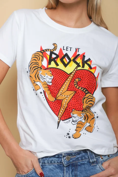 Remera Corazon Tigre y ROCK Jersey