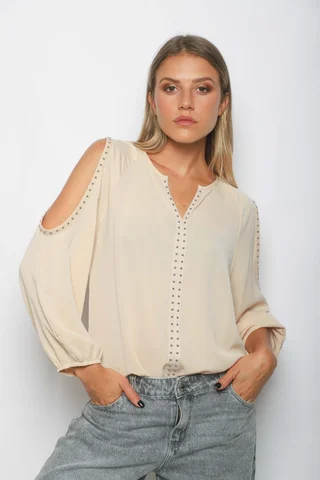 Blusa GAMBER SATEN C/ Hombro Descubierto y Tachas GU0341 - Vista 1