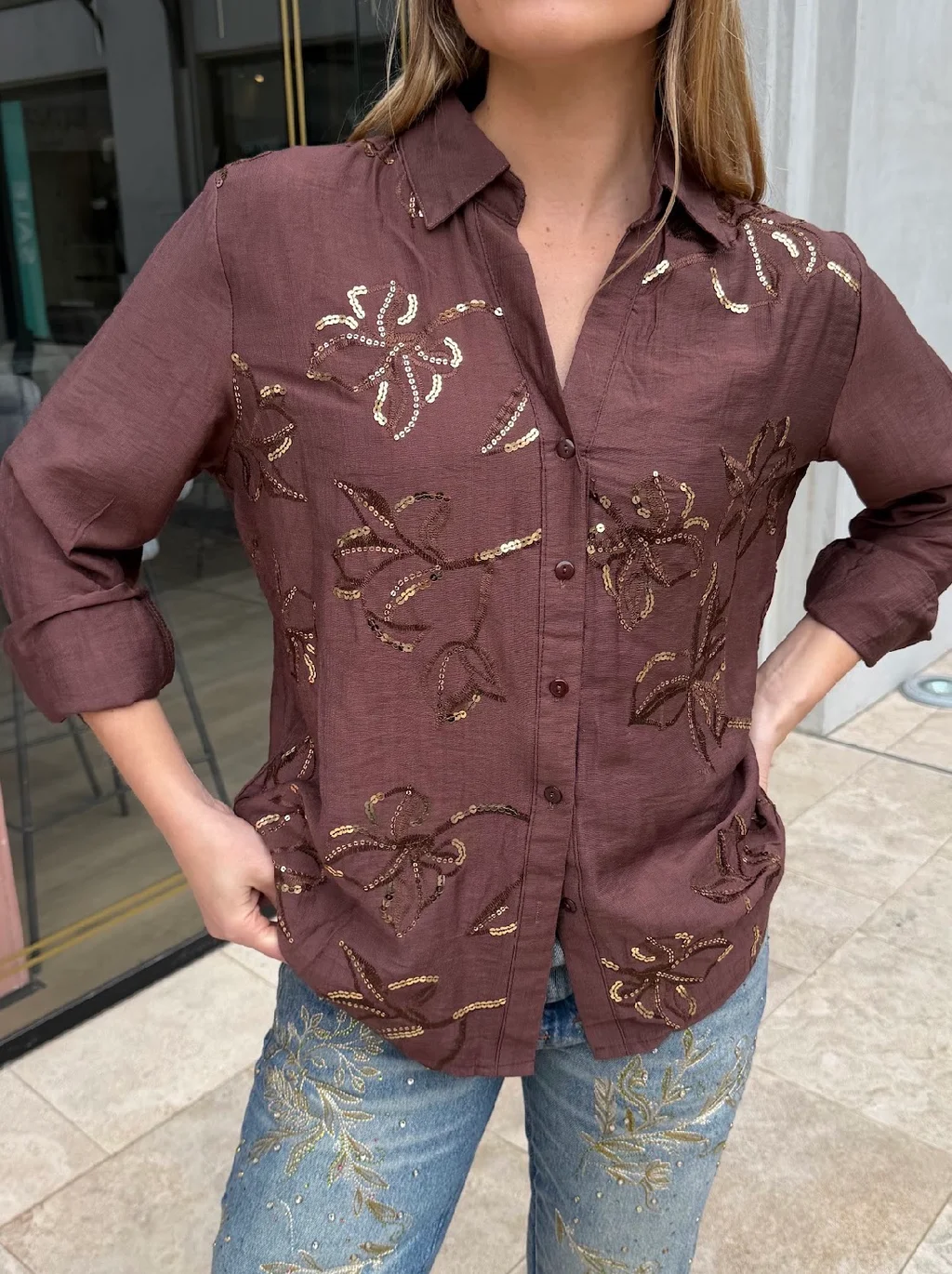 Camisa ALISON de LINO Bordada GU70280