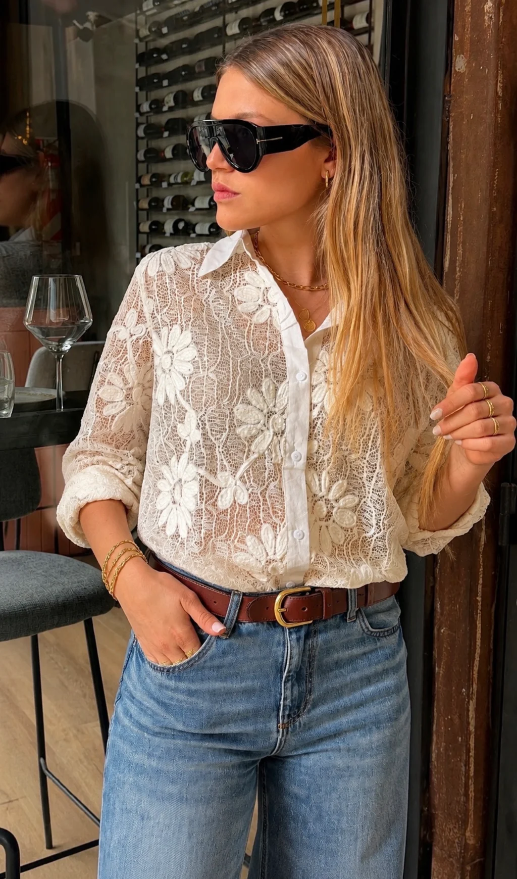 Camisa DARLIN Con Encaje y Bordado GUK70283
