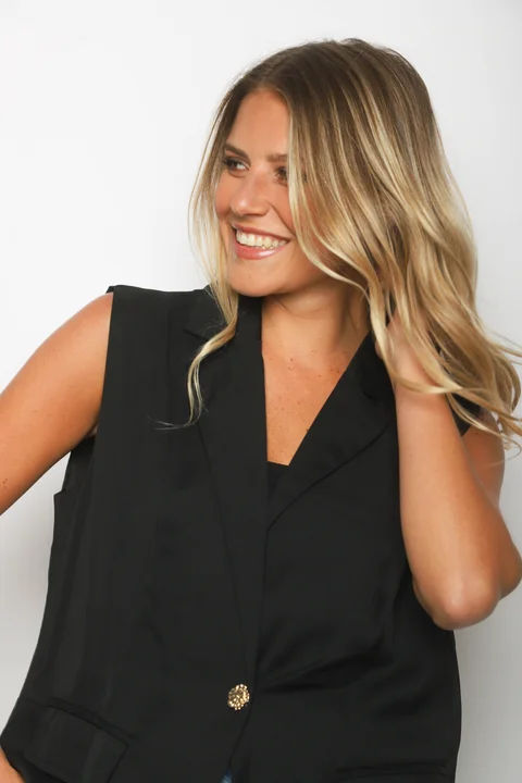 Chaleco LARGO ZEK Sastrero Forrado con Boton Brillo GUP33022