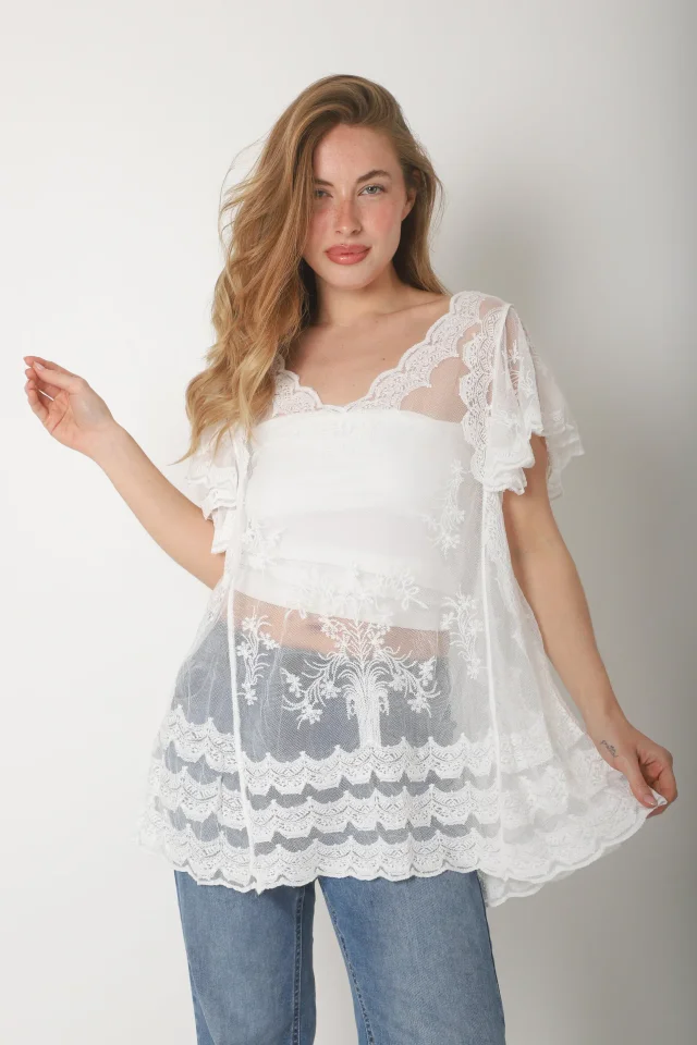 Camisola  Malta  Tull Bordado GUCH568