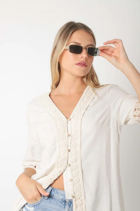 Blusa CARTER Lino c Guarda Crochet GU0528