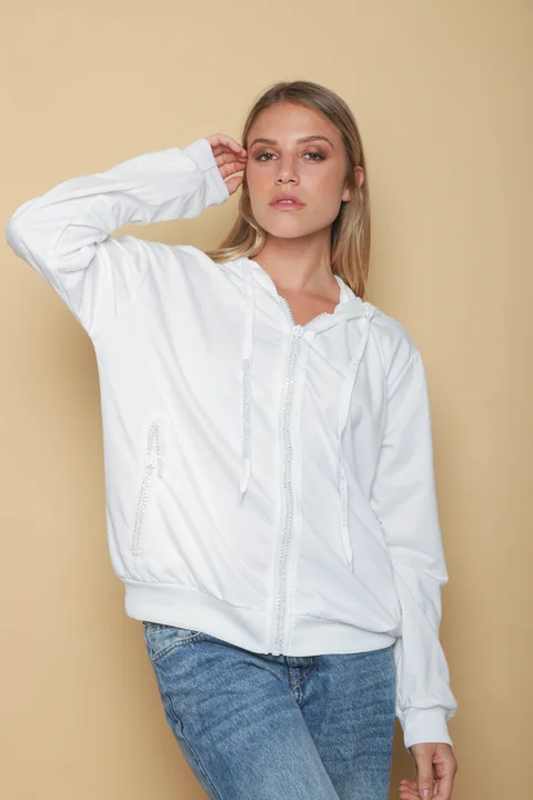 Campera  Siena White  Brillos  Cierres  GUK166