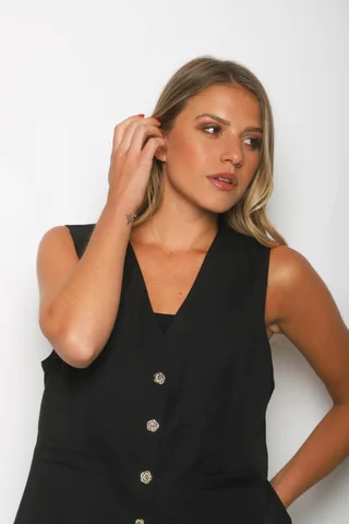 Chaleco ZIZI Sastrero con Botones Brillo GUP33023 - Vista 5