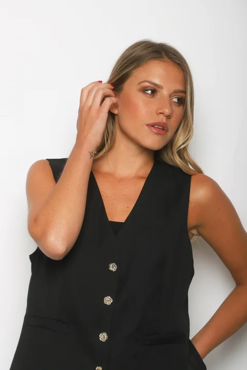 Chaleco ZIZI Sastrero con Botones Brillo GUP33023