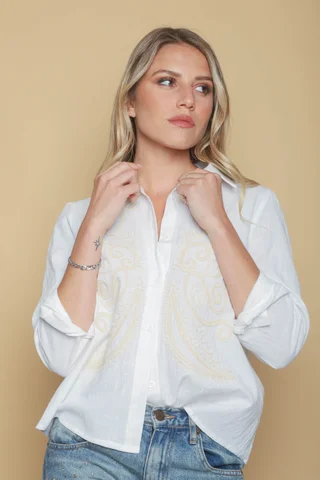 Camisa FARJI Lino c/ Bordado GU0541 - Vista 4