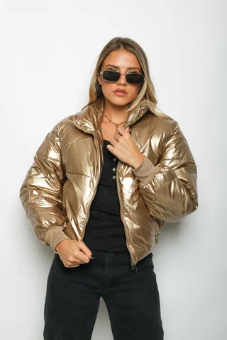 Campera Puffer Silver  Metalizada Velvet GUK2039 - Vista 3