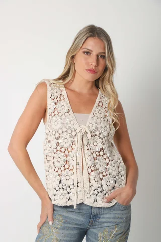 Chaleco Crochet SAIKY c/ lentejuelas GU3009 - Vista 3