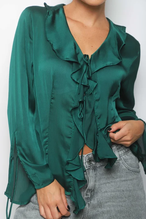 Blusa WENDY SATEN C/Volados GU0343