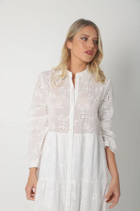 Vestido Camisero SIMONA Broderie Bordado GU4667