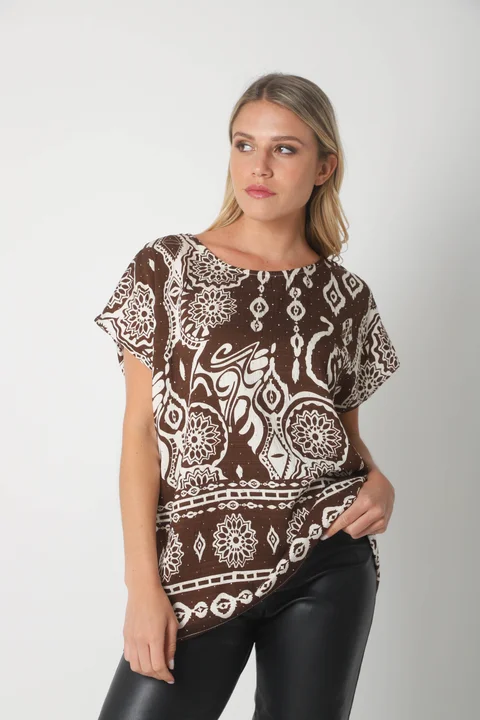 Blusa Lino Amplia Chenay Morroco c/ Strass  GU6130N