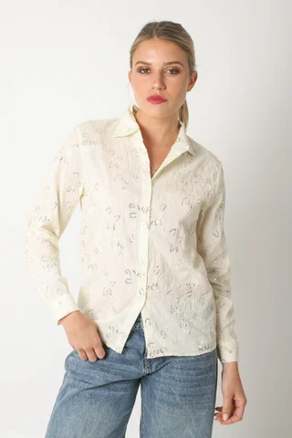 Camisa MISS Flores Bordadas y Lentejuelas GU5195 - Vista 6