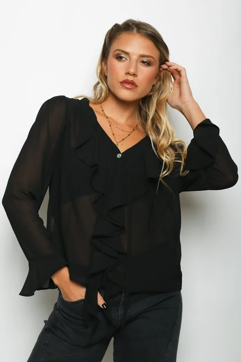 Blusa TITA Gasa c/Volados GUV60